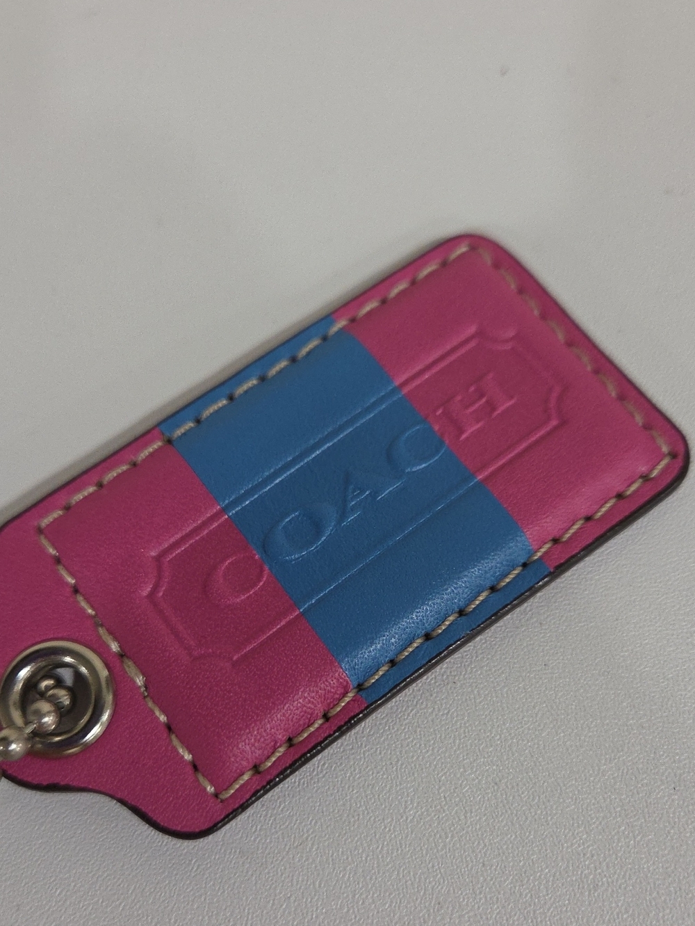 COACH Pink and Blue Leather Hang Tag Rare